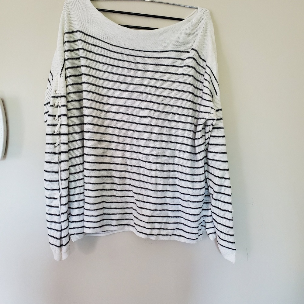 Maurices striped sweater with tie detail on sleeve